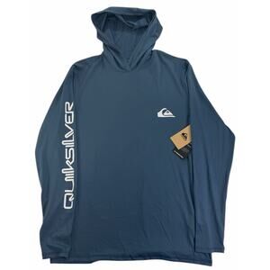 NWT Quicksilver Hoodie Lightweight Pullover Men's Small Arm Spellout Sweatshirt